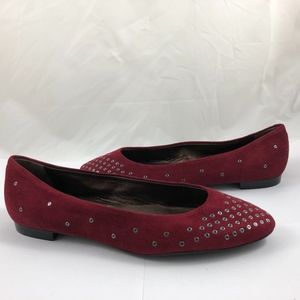 AGL Grommet Suede Leather Slip On Flats Shoe
